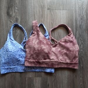 Lot of 2 Sports Bras Athleta Solace Printed  Purple & Pink Size M
